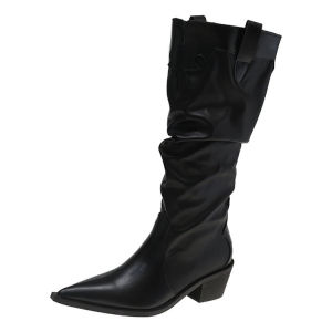 PINKEY P227 Boots/Sepatu Winter Overknee Leather Kulit Fashion Wanita Black