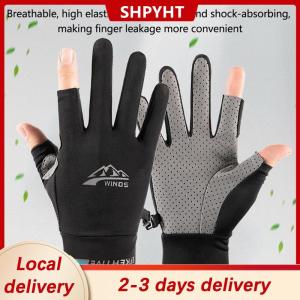 [COD] SHPYHT Local delivery Ship within 24 hours Summer Sunscreen Gloves Women Thin Ice Silk Anti-ultraviolet Dew Finger Touch Screen Driving Riding Non-slip Breathable Gloves