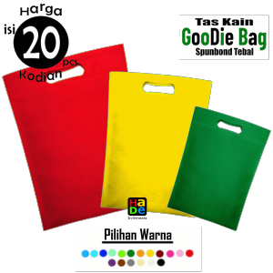 1 Kodian isi 20 pcs Tas Kain Spunbond Goodie Bag Oval Ukuran Besar Kecil 20x26 25x35 30x40 Untuk Kantong Belanja lipat Kemasan Souvenir Paperbag Ulang Tahun Goodybag Ultah Totebag Promosi Bekal Makanan Sekolah Pernikahan Wedding