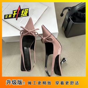 Free Shipping Fashionable And Versatile Closed-Toe High-Heeled Sandals With A Sweet Bow Thin Heel And Pointed Toe New Spring/Autumn Model