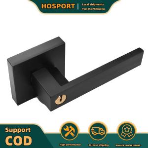 【HOSPORT】 Heavy Duty Door Locking Lever with Key Heavy-Duty Three Bar Lock Reversible Right Left Sided Doors for Room Office Bedroom Home Privacy