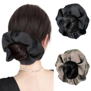 BAIXL Bride Hairpiece Ball Head Wig Hair Ties Korean Style Scrunchie Chignon Flower Bud Head Hairband Synthetic Hair Bun for Women