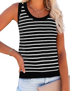 Zeagoo  ผู้หญิง เสื้อกั๊กถักโครเชต์แขนกุดฤดูร้อน คอวี เสื้อกั๊กถักแบบโปร่งสบาย เสื้อกล้ามหลวม