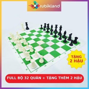 [Tặng 2 Hậu] Cờ Vua Bàn Da 50cm PU Chống Nhăn Quân Cờ Nhựa ABS Dán Đế Nỉ Đồ Chơi Trí Tuệ Trẻ Em Sato