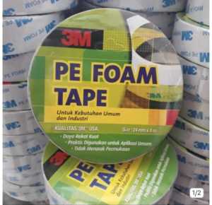 DOUBLE TAPE BUSA LEM BOLAK BALIK 3M PE FOAM TAPE 24MM x 4M-ORIGINAL LEM BOLAK BALIK 2 DUA SISI