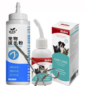 Bundle Dorrikey Pet Ear Hair Removal Pet Hair Plucking Powder With Ear Cleaning Tweezers And Bioline Ear Care 50ml