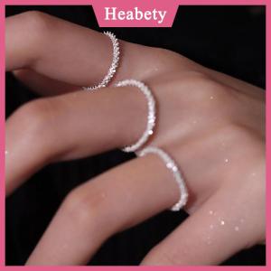 Heabety  Chic tối giản màu bạc sáng bóng nhẫn cho phụ nữ có thể điều chỉnh vòng cá tính thời trang mỹ trang sức Wedding party Quà Tặng