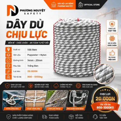 30m Dây dù tết cường lực dây thừng chịu lực đường kính 16mm dùng cho thợ sơn thợ lau kính lực đứt lên tới 1500kg