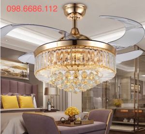 Quạt trần giấu cánh có đèn trang trí - Quạt giấu cánh khi tắt - Động cơ DC thế hệ mới tiết kiệm điện và chạy êm ơn - Điều khiển từ xa kèm hẹn giờ
