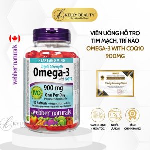 Webber Naturals Omega-3 with CoQ10 EPA/DHA 900mg - Sức Khỏe Tim Mạch Đẹp Da - Kelly Beauty