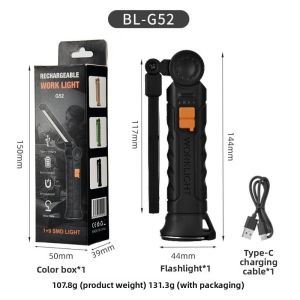 KEYOOL Có thể sạc lại Đèn pin có móc Đèn LED Đèn làm việc Chất lượng cao Ánh sáng mạnh Đèn pin cầm tay Dành cho công việc ban đêm cắm trại ngoài trời