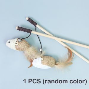 Pet Cat Teaser Toys Pet Cat Stick Puppy Teaser Interactive Funny Bell Feather Stick Cat Toy
