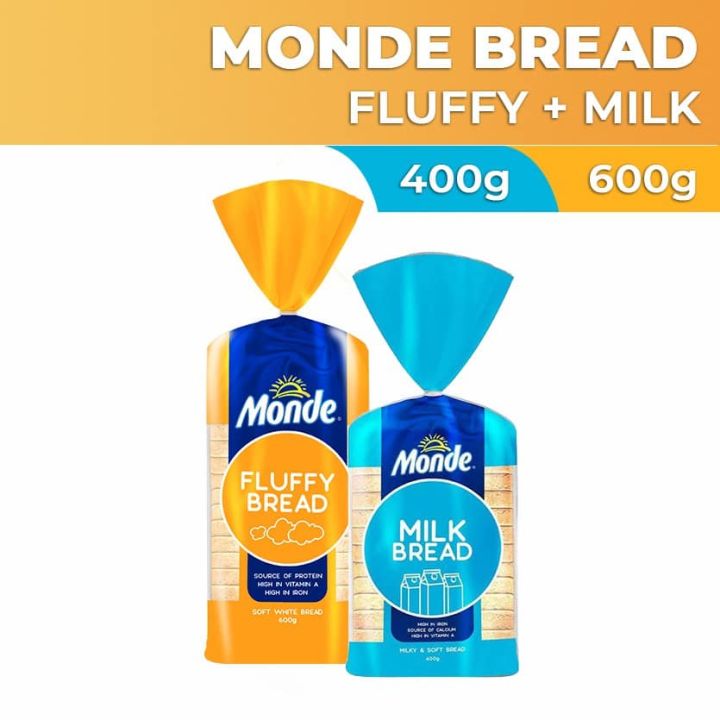 Monde Fluffy Bread 600g + Monde Milk Bread 400g | Lazada PH