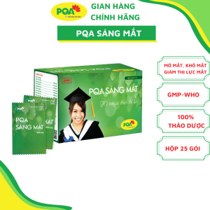 Sáng Mắt PQA hộp 25 gói dùng cho trẻ em người lớn bị mờ mắt nhức mắt mỏi mắt khô mắt giảm thị lực.