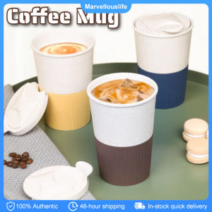 Wheat Straw Coffee Cup with Lid Durable Household Water Mug for Couples Milk Drinking Cup