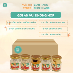 (Tặng muỗng gỗ đơn 450k)Yến Thị -Gói quà AN VUI-30 hũ Yến chưng mix 5 vị-yến sào Nha Trang 30% yến hũ 70ml