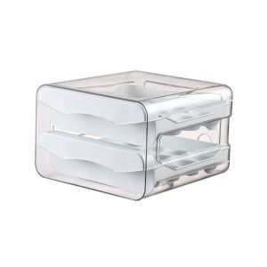 🐻DAILY2U🐻 Daily2U Stackable 32-Cell Dual-Layer Egg Tray Organizer with Drawer