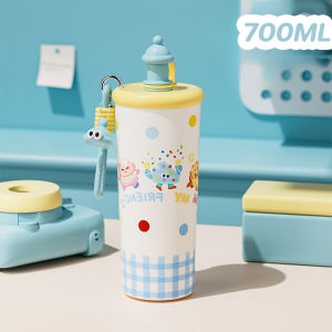 【bingbin】แก้วเก็บความร้อน 316 สแตนเลส 700ML แก้วน้ำ สไตล์การ์ตูนน่ารัก ด้วยหลอด แก้วน้ำสแตนเลส ถ้วยความร้อน