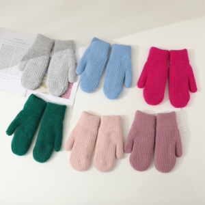 NOBLELYN Cold Proof Plush Mittens Simple Windproof Warm Gloves Thickned Full Finger Gloves Winter