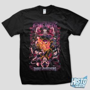 Kaos Anime One Piece Three Brothers Baju Luffy Ace Sabo Tag NSA Premium Cotton 24s - OP13