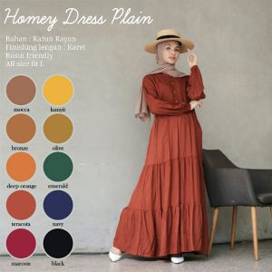 Gamis Wanita Muslim Casual Homey Dress Polos Bahan Katun Rayon Premium Busui Friendly Bisa Cod