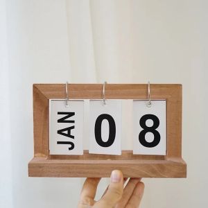 Creative Wooden Page Turning Calendar Simple Home Desktop Ornament Decor Flipping Calendar