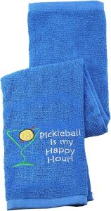 Pickleball Towel Pickleball is My Happy Hour Embroidered Sports Teem Hand Towel Gift for Pickleball Player