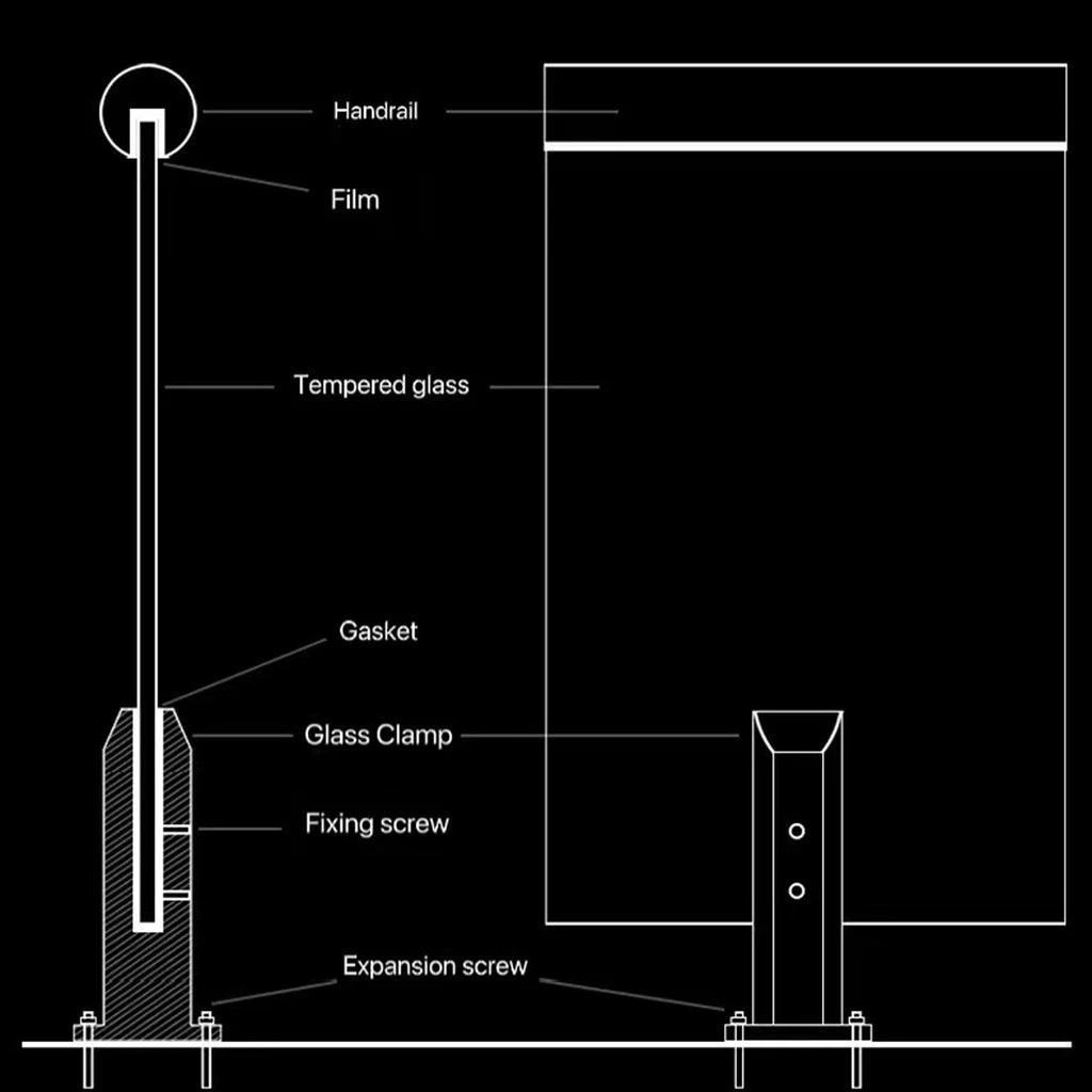 Html Panel Layout Methods 304 Stainless Steel Glass Clamp Heavy Duty Glass Holder Balcony Railing ...