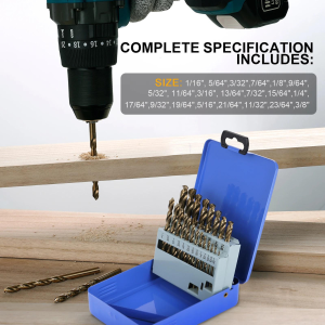 MATA BOR HSS CO COBALT 5% SET 13 DAN 19 PC TWIST SHANK EMAS BOR BESI BAJA ALUMUNIUM