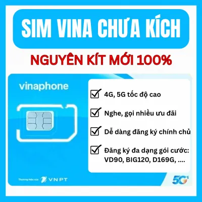 Sim VINAPHONE 0Đ chưa kích hoạt chưa đăng ký chính chủ vừa lướt mạng vừa nghe gọi nhiều gói ưu đãi VD90 BIG120 D159G | FREESHIP - CHƯA KÍCH HOẠT