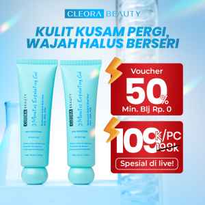 [ISI 2 LEBIH HEMAT] Cleora 3 Minutes Exfoliating Peeling Gel - Exfoliasi Wajah With AHA BHA PHA Untuk Wanita Pria Membantu Mengangkat Sel Kulit Mati Kotoran Skincare Face Scrub Eksfoliasi Muka Brightening Scincare Mencerahkan Komedo Jerawat Acne Day Night