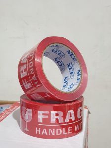 HARGA 1 DUS (72 PCS) LAKBAN FRAGILE MERAH DAN PUTIH 48 MM X 90 YARD