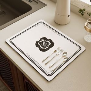 40cm*50cm Super Absorbent Diatom Mud Pad Dish Drying Mat for Kitchen Counter Dish Drainer Silicone Drying Mat