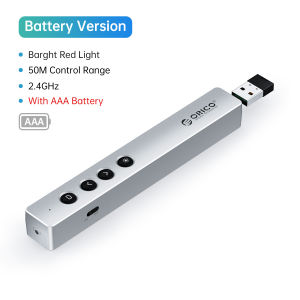 ORICO Wireless Presenter 2.4GHz Presentation Remote Clicker PPT Power Point Clicker Red Light Pen for Mac Windows Projector