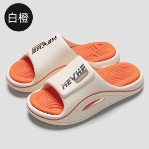 [Free Shipping] Mens summer slippers large size for outdoor and indoor use with letter patterns contrasting colors thick soles and non-slip design