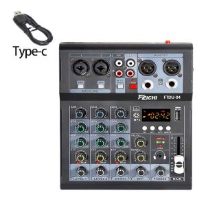 4ch 6ch บลูทูธ USB Mixer เสียงพร้อมไมโครโฟนบันทึกสดไมโครโฟน USB ขนาดเล็กไร้สาย Home Stage Performance