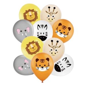 Balon Ulang Tahun Anak Laki Perempuan Latex Karakter Animal Zoo Satuan UKuran 12 Inch Bulat Tebal