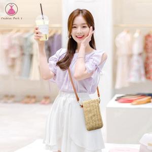 【HOT】 Women Mini Straw Messenger Bags Hand Woven Summer Beach Shoulder Phone Wallet