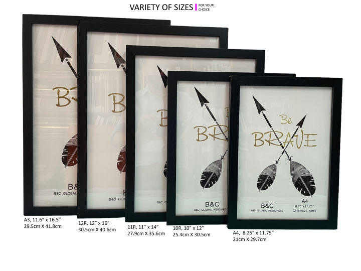 Photo Frame Size A4 / 10R / 11R / 12R / A3 WHITE / BROWN / BLACK