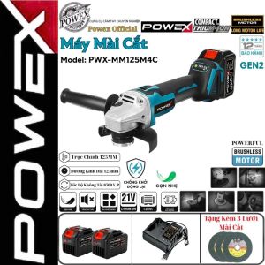 Máy mài góc POWEX PW-MC125M4C – 125mm 4 mức chỉnh tốc độ mô-tơ không chổi than hiệu suất cao