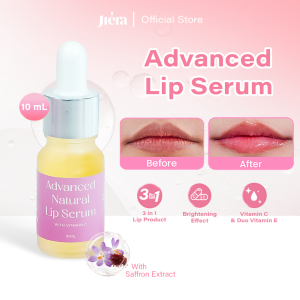 JIERA Advance Lip Serum 10ml with Vitamin C dan Duo Vitamin E Pencerah Bibir Eksfoliasi serta Melembapkan Bibir dengan UV Protection