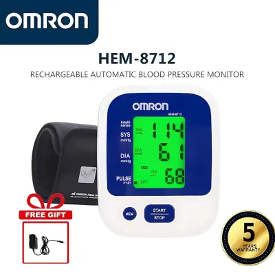 Original Omron HEM-8712 Automatic Upper Arm Blood Pressure Monitor High Precision Digital BP Monitor For Home Use | Free Power Adapter