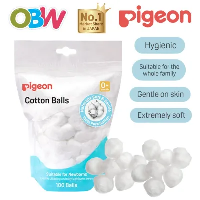 Pigeon 100% Pure Cotton Ball (100 Pcs/Pack) | Cotton Balls Kapas Bayi