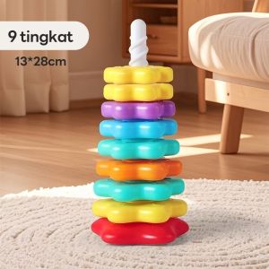 Jbmbhc An Toàn không chứa BPA ABS Bé Vòng tròn xếp chồng Đồ Chơi Xoay THÁP CẦU VỒNG Hình Bánh Răng Đĩa giáo dục sớm Quà Tặng Cho 0 2 Năm Tuổi Trẻ Em 29Cm Chiều Cao Nhựa Bền