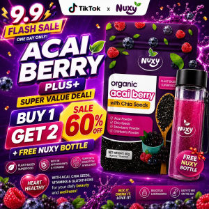 [BUY 1 GET 1- SALE 60%] NUXY Acai Berry with Chia Seeds & Detox Pineapple Powder - Organic Healthy Beauty Juice for Glowing Skin & Anti-Aging Drink - Healthcare & Dietary Supplement - Edible