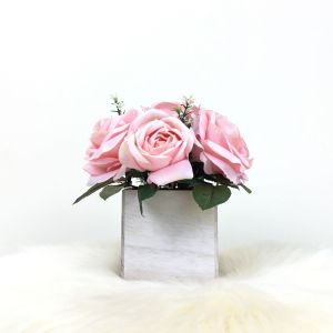 กระถางดอกไม้ปลอมมินิมอล กุหลาบจัดในกระถางไม้ แจกันกุหลาบปลอม