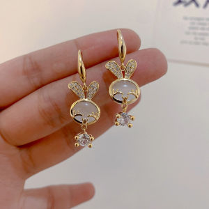 Vintage Vintage สัตว์กระต่ายทองสีต่างหูผู้หญิง Zircon Party เครื่องประดับงานแต่งงาน Frascati ใหม่กระต่ายแฟชั่นต่างหูรูปหยดน้ําสําหรับผู้หญิง