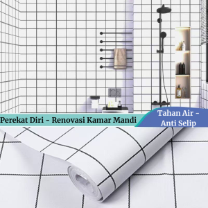 Lantai PVC Stiker Kamar Mandi Non-Slip Perekat Diri 2 M Wallpaper Lantai Dinding Tahan Air Toilet
