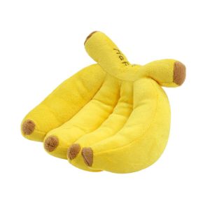 GROCERIY Plush Banana Squeaky Dog Toy Yellow Bite-resistant Pet Interactive Toys Durable Portable Pet Chew Plush Toy Relieve Boredom