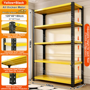 SERENZO 2026 Metal Rack Bolt Steel Heavy Duty Load 800KG 6 Layer Adjustable Waterproof Kitchen Shelves